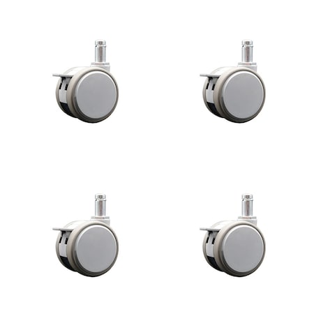 Service Caster 2.375 Inch MRI Safe Casters with Brakes, 7/16 Grip Ring Stem, Set of 4, SCC, 4PK SCC-GR02S60-TPR-GRY-B-71678-MRI-4